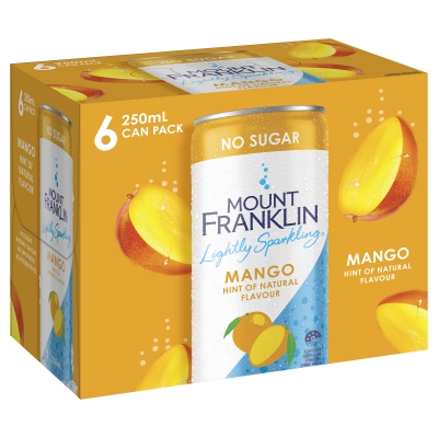 Mount Franklin Lightly Sparkling Mango Mini Cans 6 x 250ml