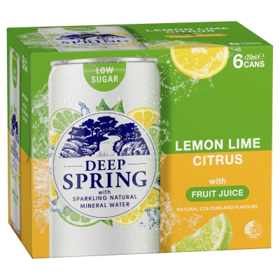 Deep Spring Sparkling Mineral Water Lemon Lime Citrus 6 x 250ml