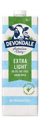 Devondale Milk Extra Light Skim UHT 1lt