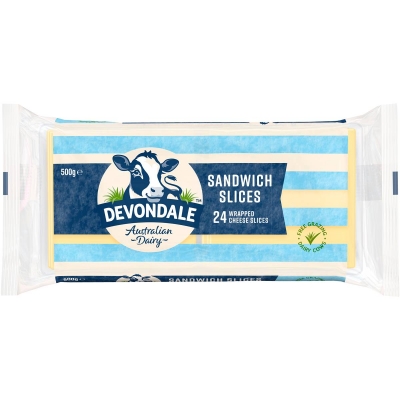 Devondale Cheese Sandwich Slices 24 Pack 500g