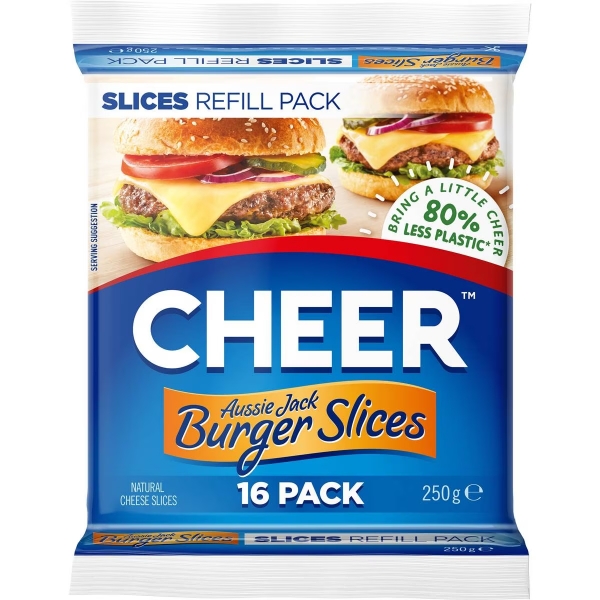 Cheer Cheese Aussie Jack Burger Slices 16 Pack Refill 250g