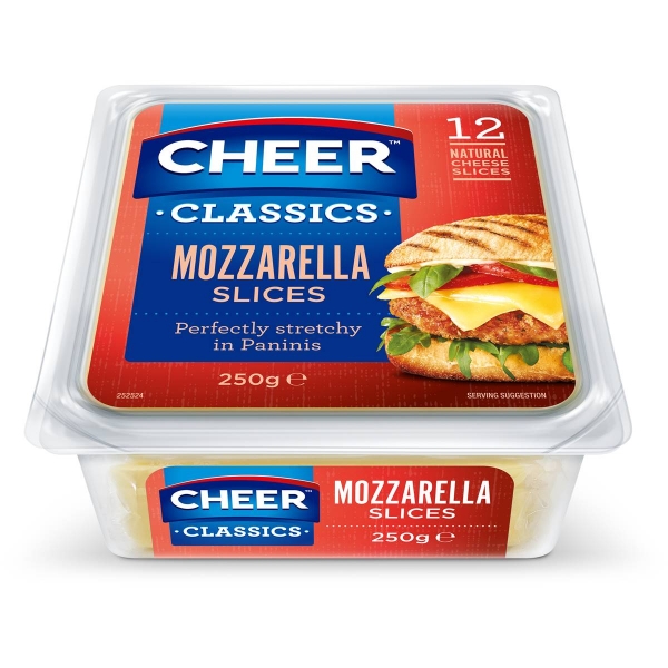 Cheer Cheese Mozzarella Slices 12 Pack 250g