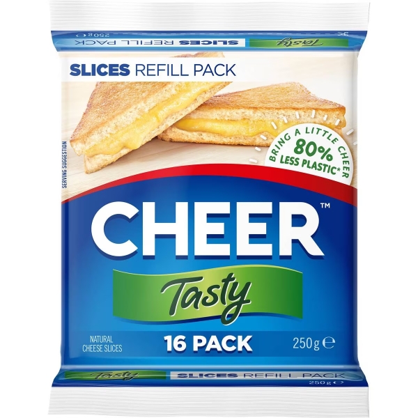 Cheer Cheese Tasty Slices 16 Pack Refill 250g | Adelaide's Finest ...