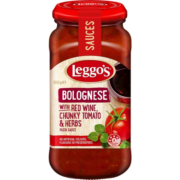 Leggo's Pasta Sauce Bolognese Red Wine 500g