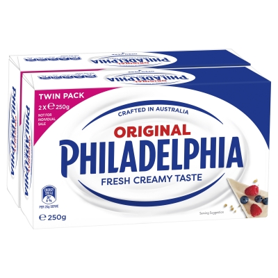 Philadelphia Cream Cheese Original Block Twin Pack 2 x 250g