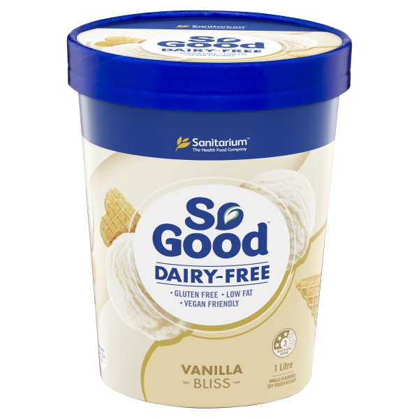 Sanitarium So Good Ice Cream Dairy Free Bliss Vanilla 1lt