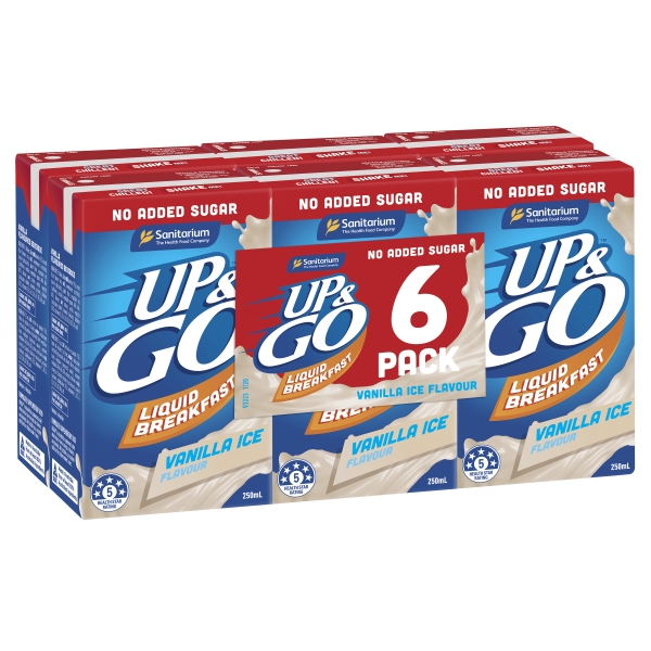 Sanitarium Up & Go Vanilla Ice No Added Sugar 6 x 250ml