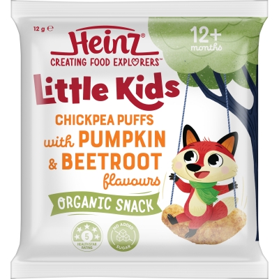 Heinz Little Kids Chickpea Puffs Pumpkin & Beetroot 12+ Months 12g