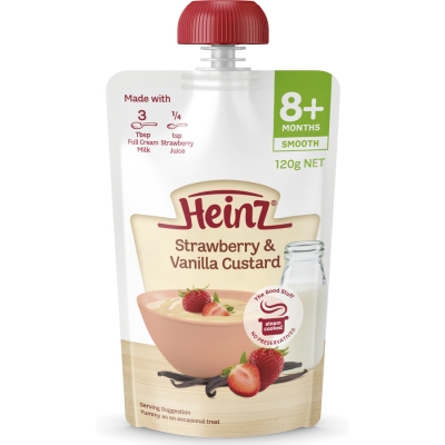 Heinz Strawberry & Vanilla Custard Pouch 8+ Months 120g