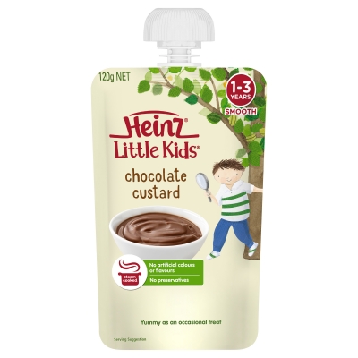 Heinz Little Kids Chocolate Custard Pouch 1-3 Years 120g