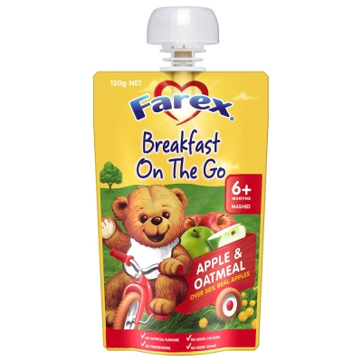 Farex Breakfast on the Go Apple & Oatmeal 6+ Months Pouch 120g