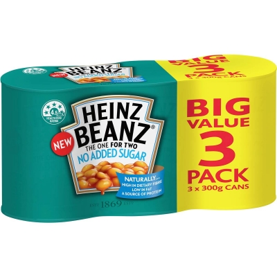 Heinz Baked Beans No Added Sugar 3 x 300g