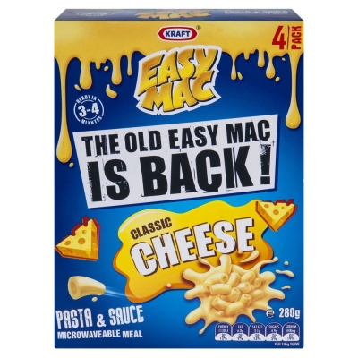 Kraft Easy Mac Classic Cheese 4 Pack 280g