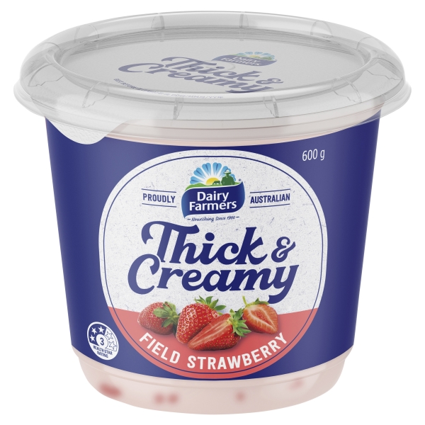 Dairy Farmers Thick & Creamy Strawberry Yoghurt 600g