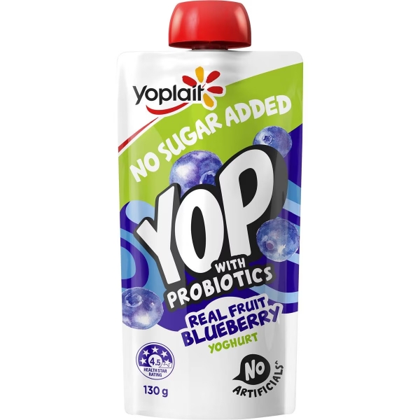 Yoplait No Added Sugar Yoghurt Pouch Blueberry 130g