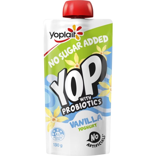 Yoplait No Added Sugar Yoghurt Pouch Vanilla 130g