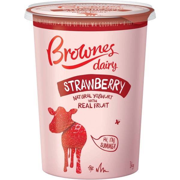 Brownes Yoghurt Natural Strawberry 1kg