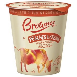 Brownes Yoghurt Natural Peaches & Cream 170g