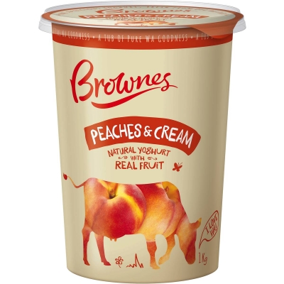 Brownes Natural Yoghurt Peaches & Cream 1kg