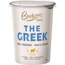 Brownes Yoghurt Greek Style Honey 1kg