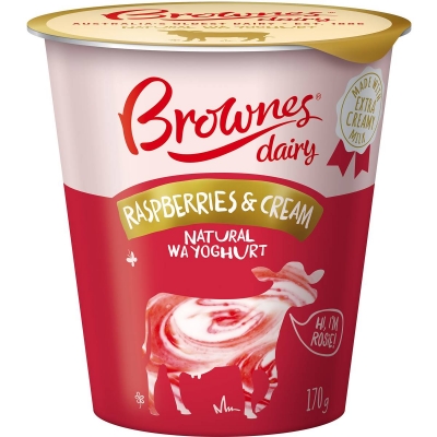 Brownes Yoghurt Raspberries & Cream 170g