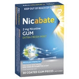 Nicabate Gum Extra Fresh Mint 2mg 30 Pack