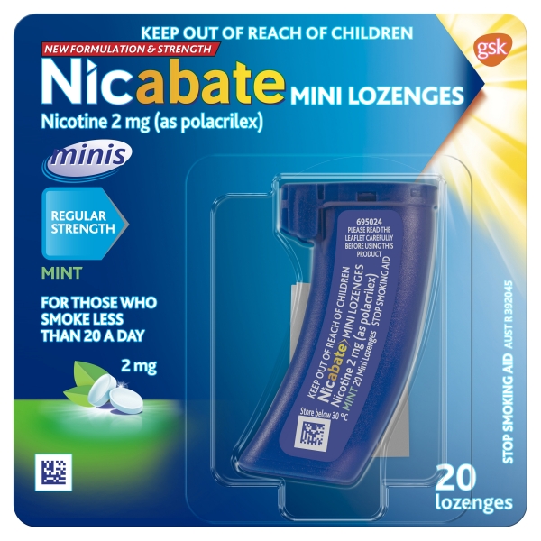 Nicabate Mini Lozenge 2mg Regular Strength Mint 20 Pack