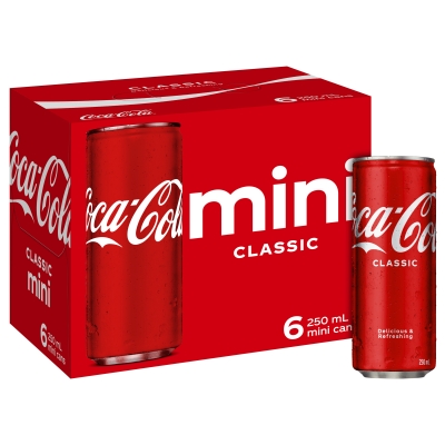 Coca Cola Classic 6 x 250ml Mini Cans