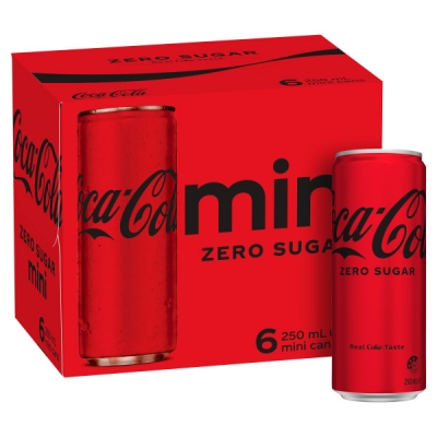 Coca Cola Zero Sugar 6 x 250ml Mini Cans