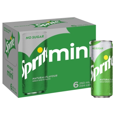 Sprite No Sugar 6 x 250ml Mini Cans