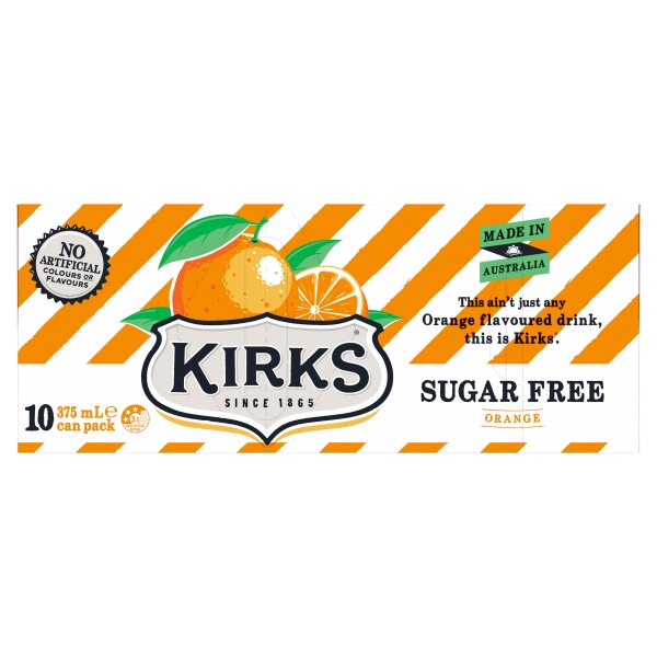 Kirks Orange Sugar Free 10 x 375mL