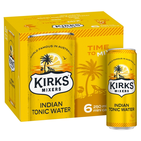 Kirks Tonic Water 6 x 250ml Mini Cans