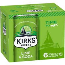 Kirks Lime & Soda 6 x 250ml Mini Cans