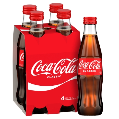 Coca Cola Classic 4 x 330ml Glass Bottles