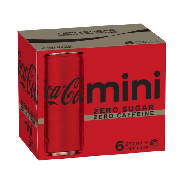 Coke Zero Sugar Caffeine Free 6 x 250ml Mini Cans