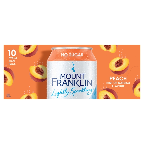 Mount Franklin Lightly Sparkling Peach 10 x 375ml