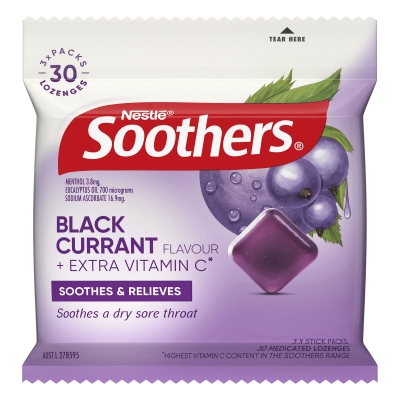 Soothers Blackcurrant 30 Pack 129g