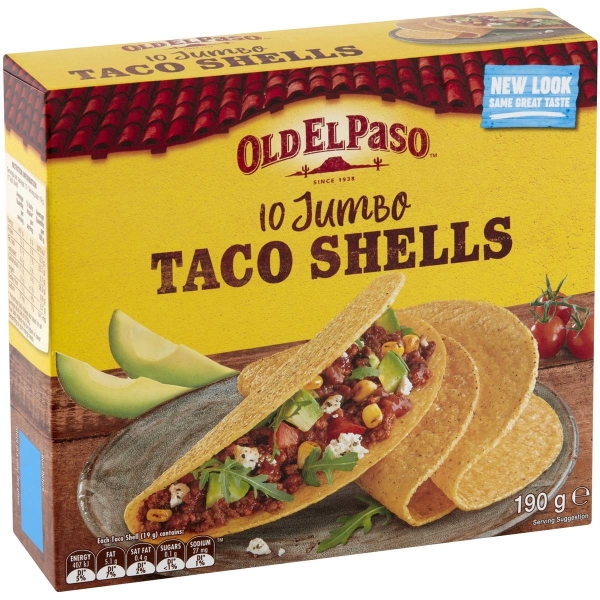 Old El Paso Jumbo Taco Shells 10 Pack 190g