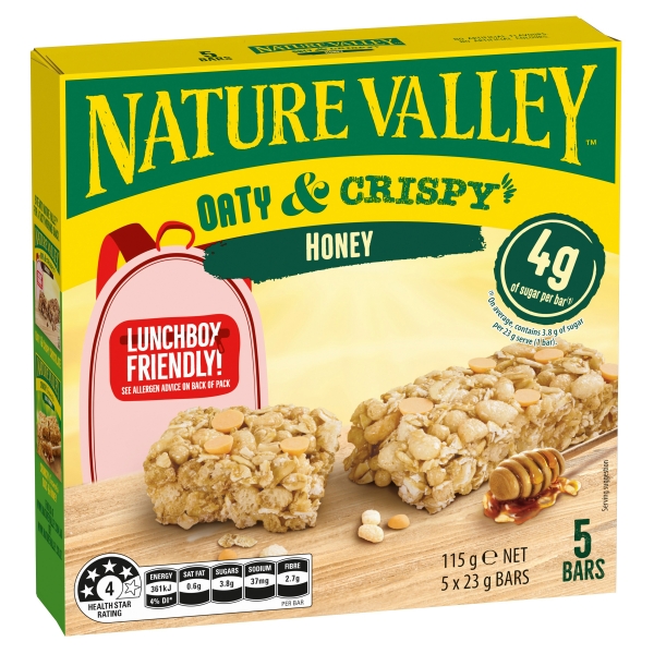 Nature Valley Oaty & Crispy Bars Honey 5 Pack 115g