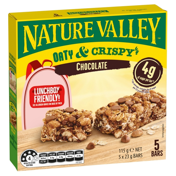 Nature Valley Oaty & Crispy Bars Chocolate 5 Pack 115g