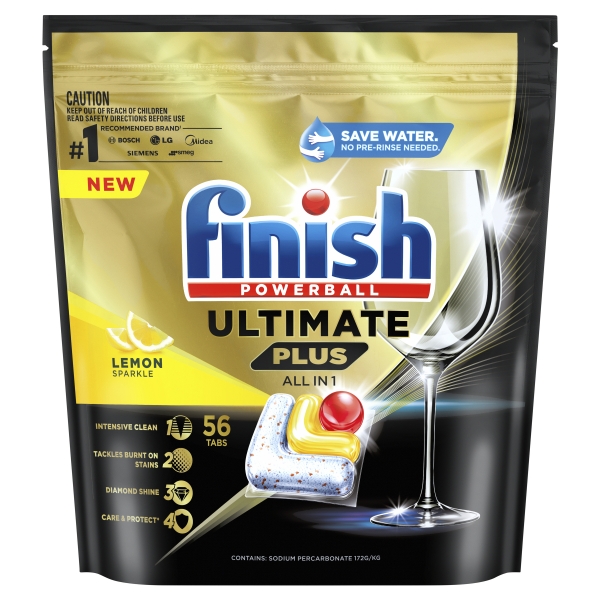 Finish Ultimate Plus All in 1 Lemon Sparkle Tablets 56 Pack