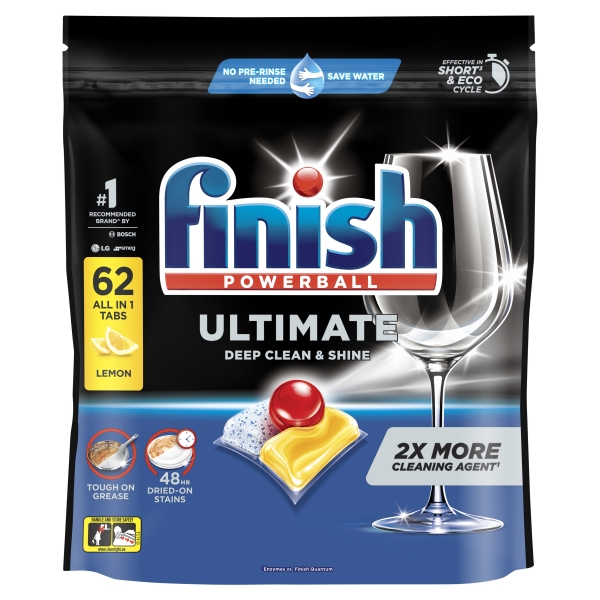 Finish Ultimate Dishwashing Tablets Lemon Sparkle 62 Pack