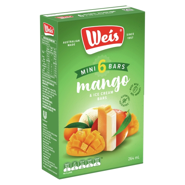 Weis Mini Bars Mango 6 Pack 264g