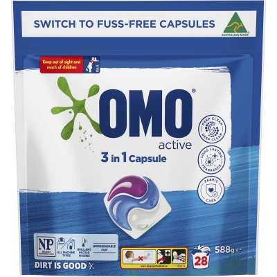 Omo Laundry Capsules 3 In 1 Active 28 Pack