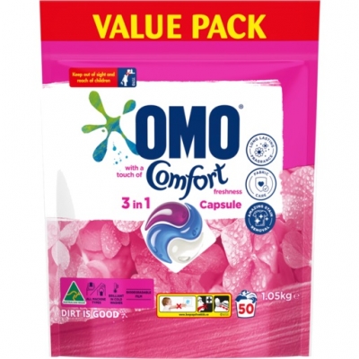 Omo Laundry Liquid Capsules Comfort 3 In 1 50 Pack