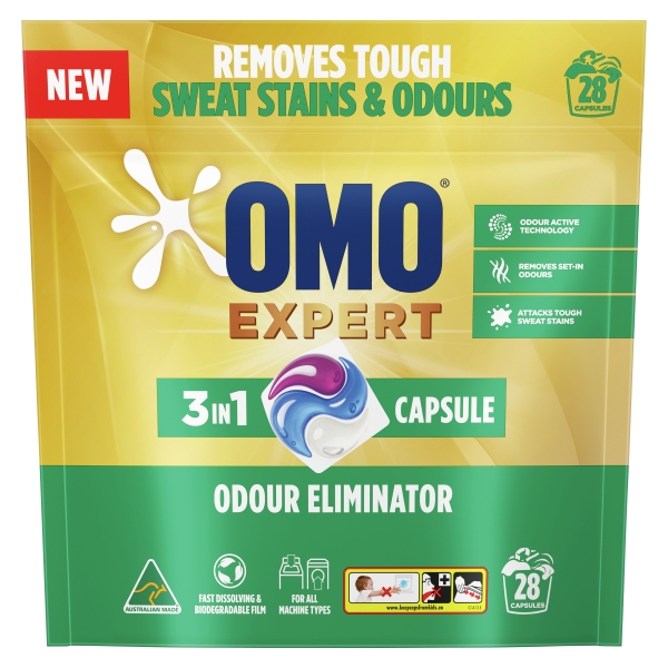 Omo Laundry Capsules 3 In 1 Odour Eliminater 28 Pack