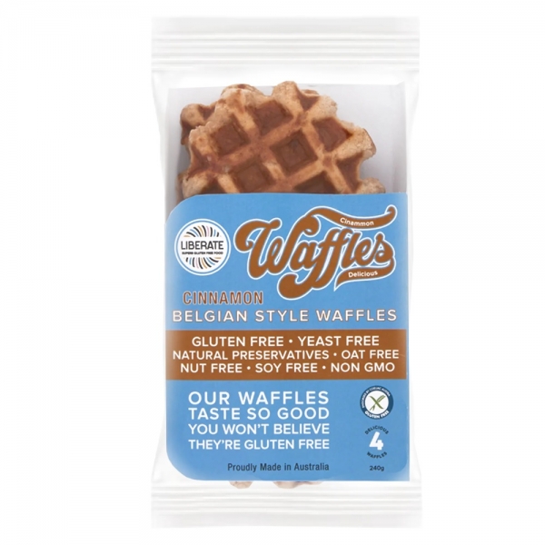 Liberate Gluten Free Cinnamon Belgian Waffles 240g