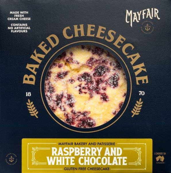 Mayfair Bakery Gluten Free Baked Cheesecake Raspberry & White Chocolate 920g