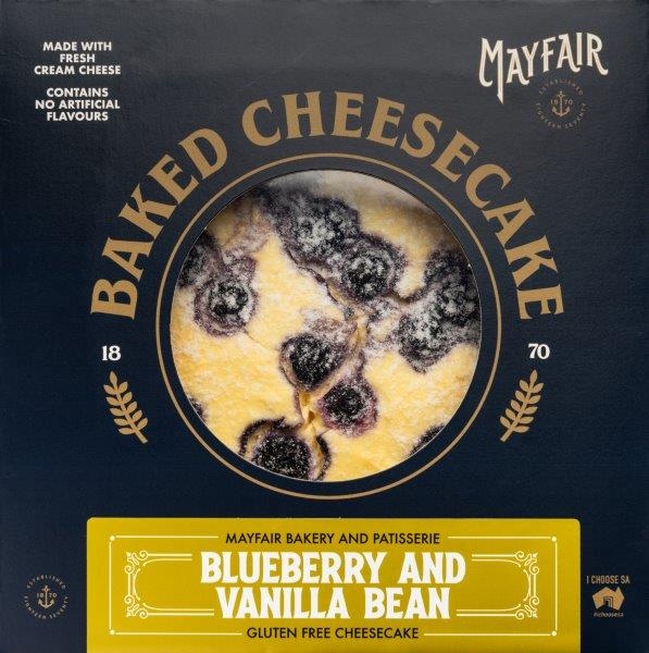 Mayfair Bakery Gluten Free Baked Cheesecake Blueberry & Vanilla Bean 920g