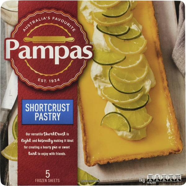 Pampas Shortcrust Pastry Ready Rolled 5 Sheets 1kg